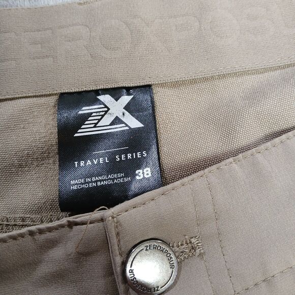 ZeroXposur Travel Series Shorts Mens 38 Beige Khaki Cargo Performance Stretch - Picture 2 of 8